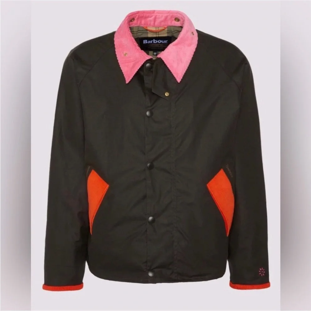 NWT BARBOUR X FLOWER MOUNTAIN Jacket in Black/ Fuchsia - Picture 3 of 16